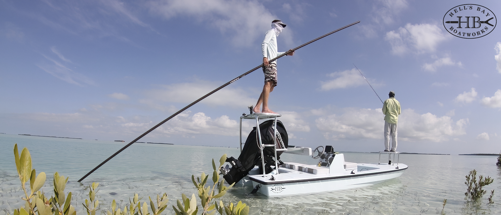 Flats skiff on skinny water flats