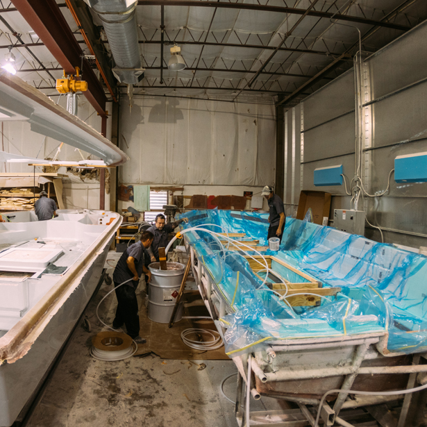 construction of a hull at hells bay warehouse