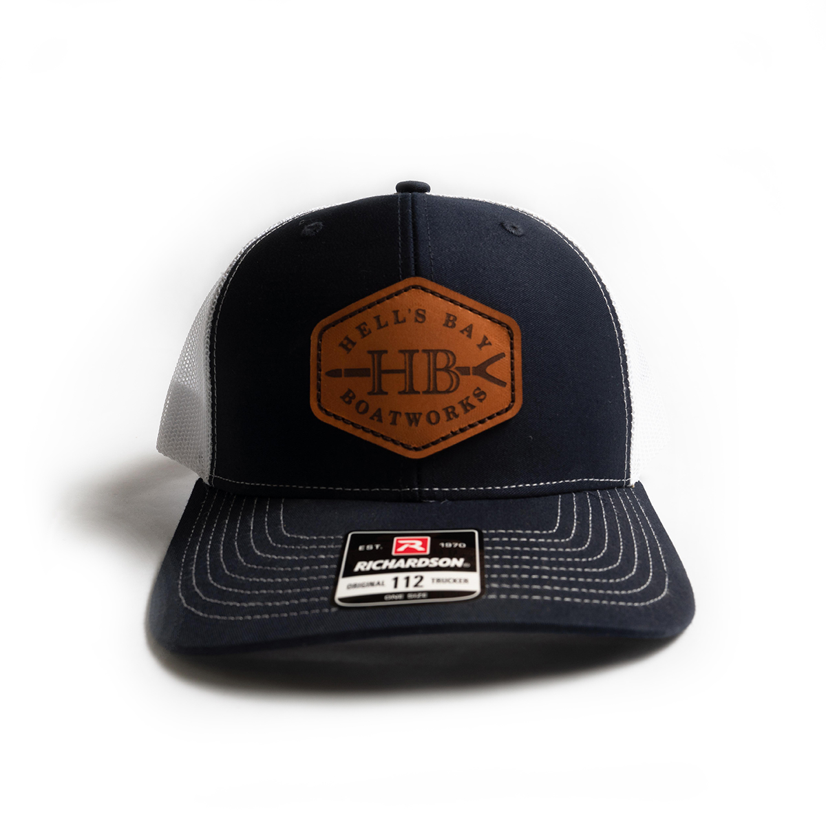 HB Leather Patch Hat – Navy/White - Hell's Bay Boatworks